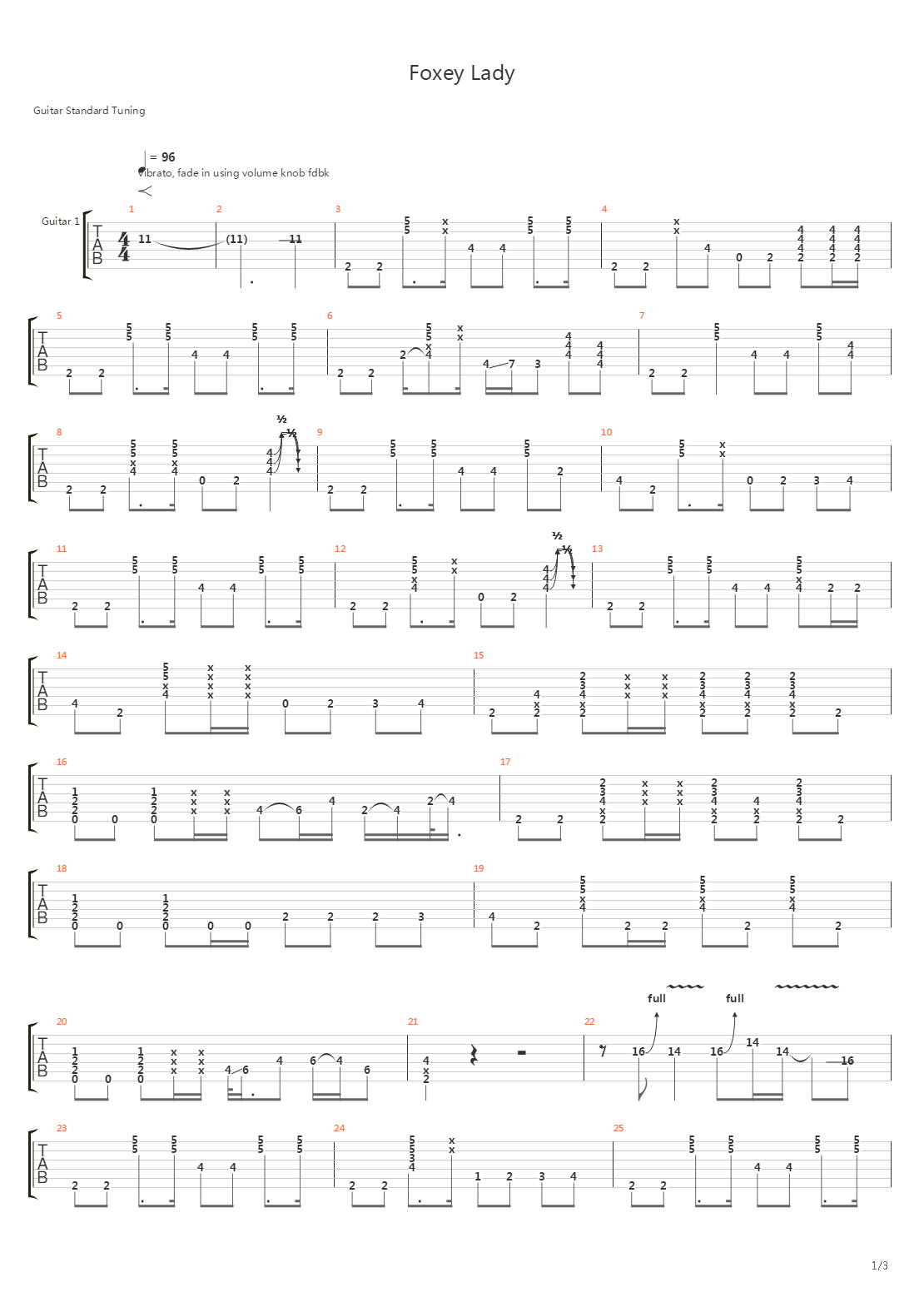 Foxey Lady吉他谱