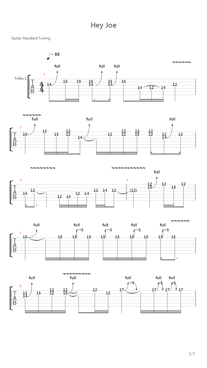 Hey Joe (Guitar Solo)吉他谱