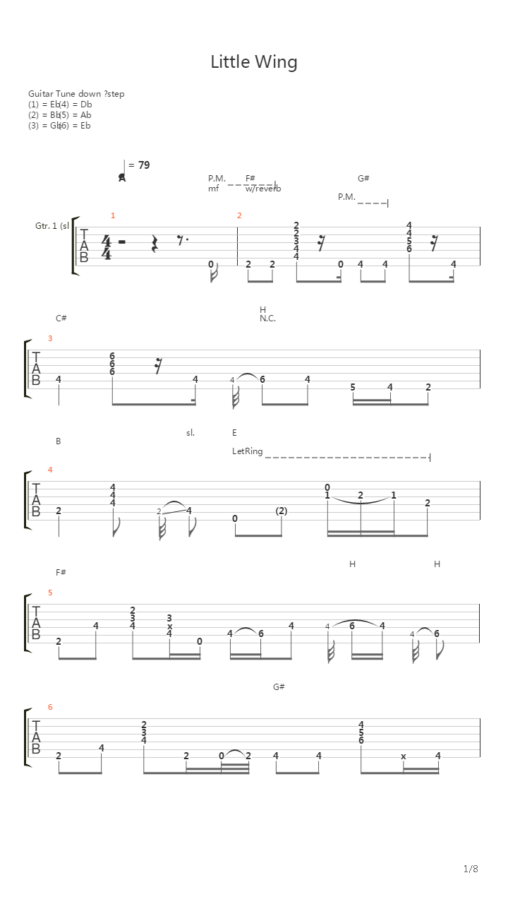 Little Wing (from South Saturn Delta)吉他谱