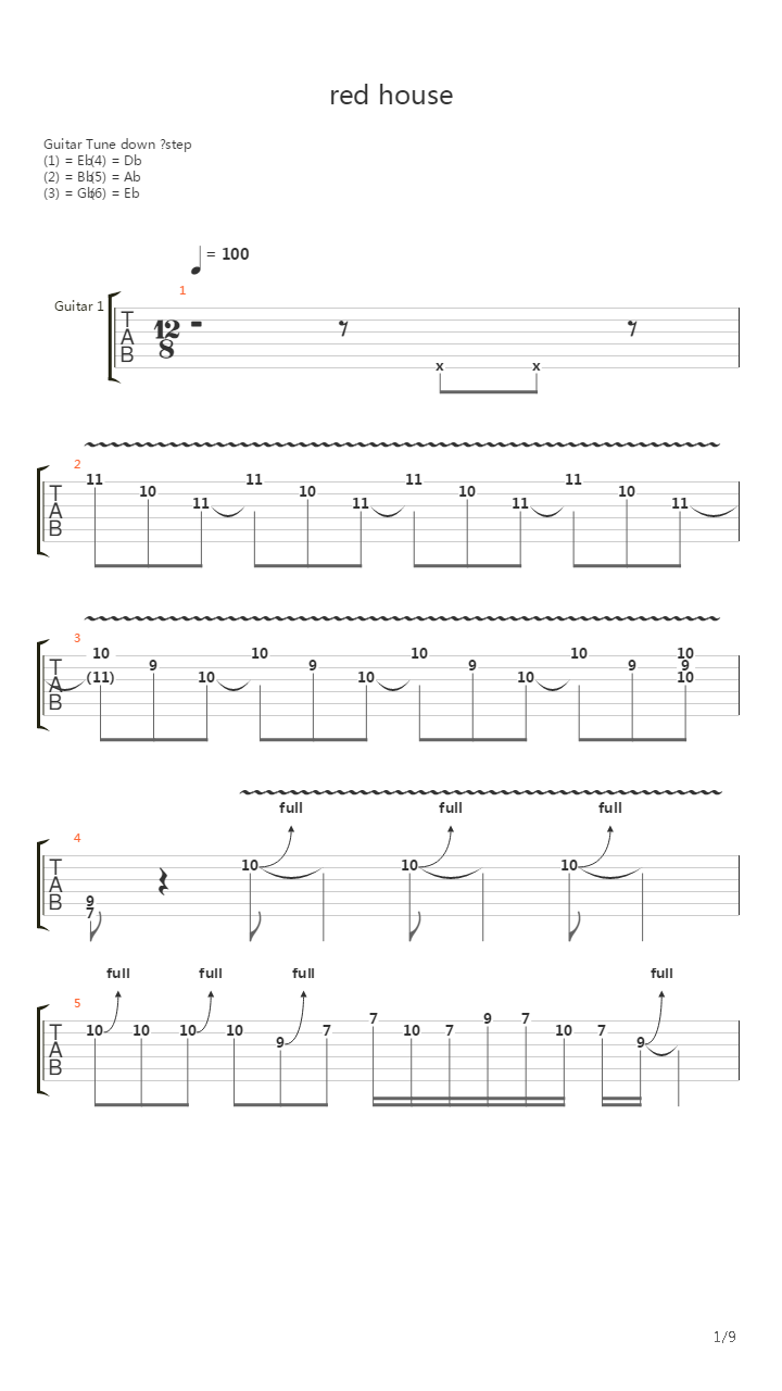 Red House(with the drums)吉他谱