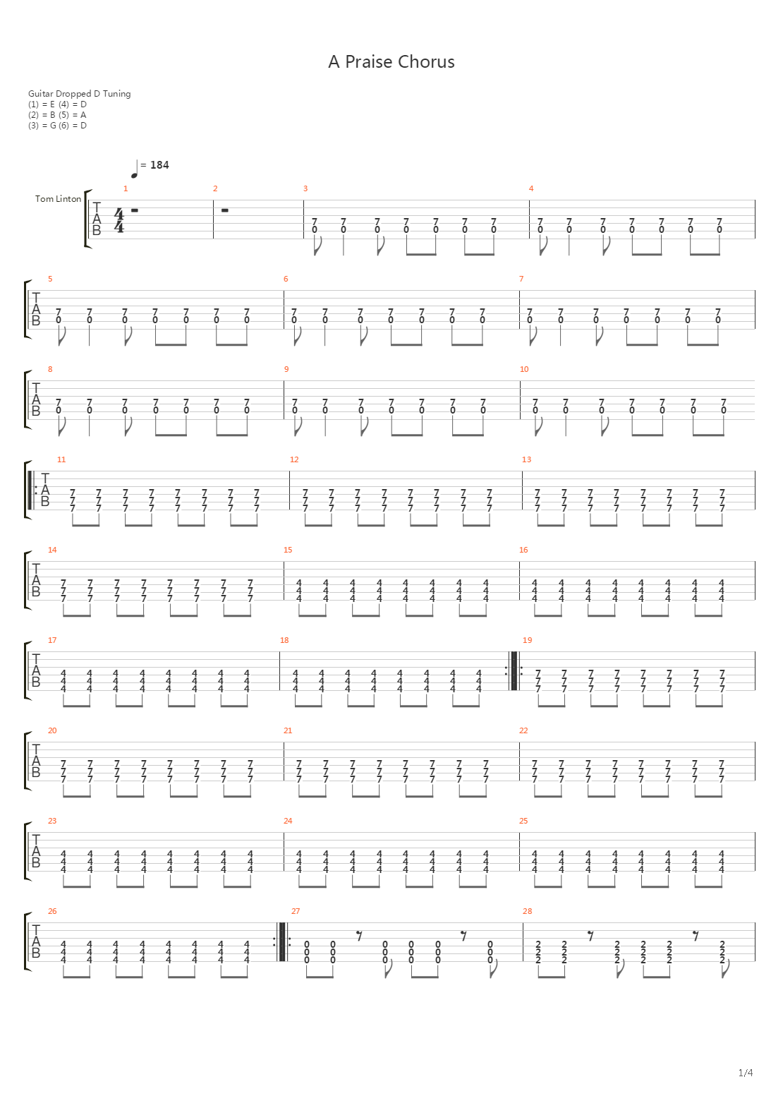 A Praise Chorus吉他谱