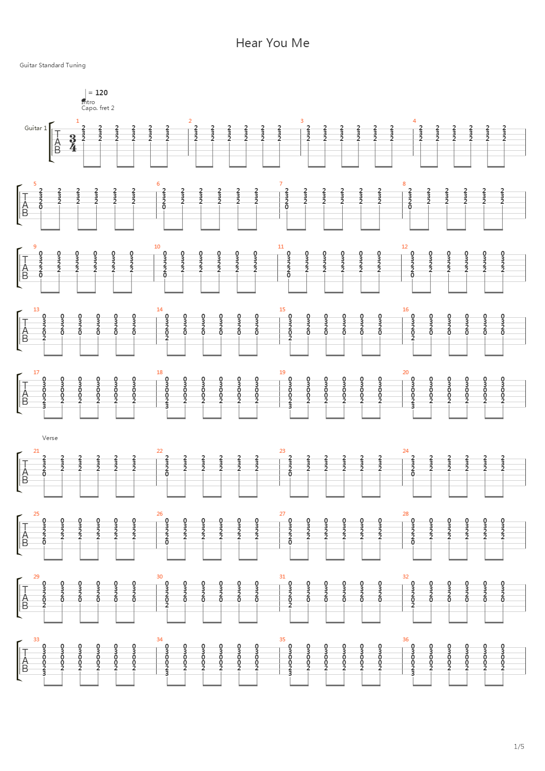 Hear You Me吉他谱