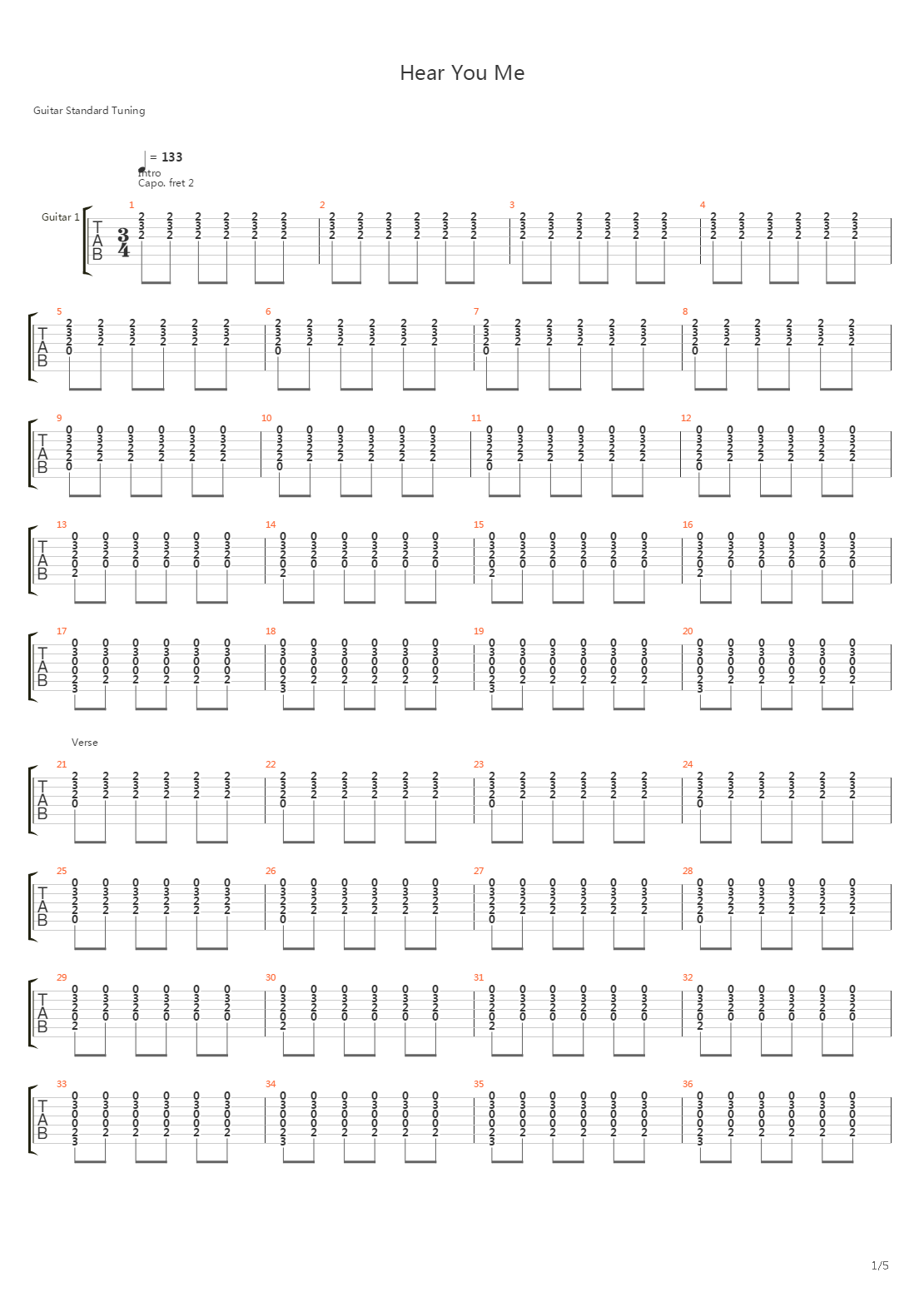 Hear You Me吉他谱