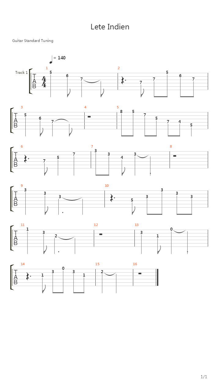 Lete Indien吉他谱