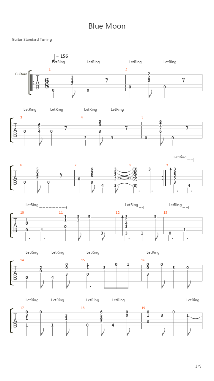 Blue Moon吉他谱