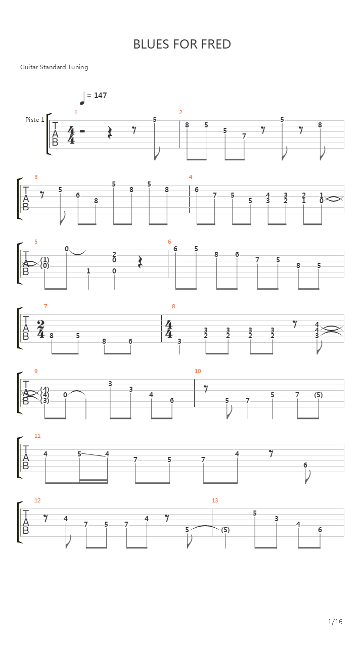 Blues For Fred吉他谱