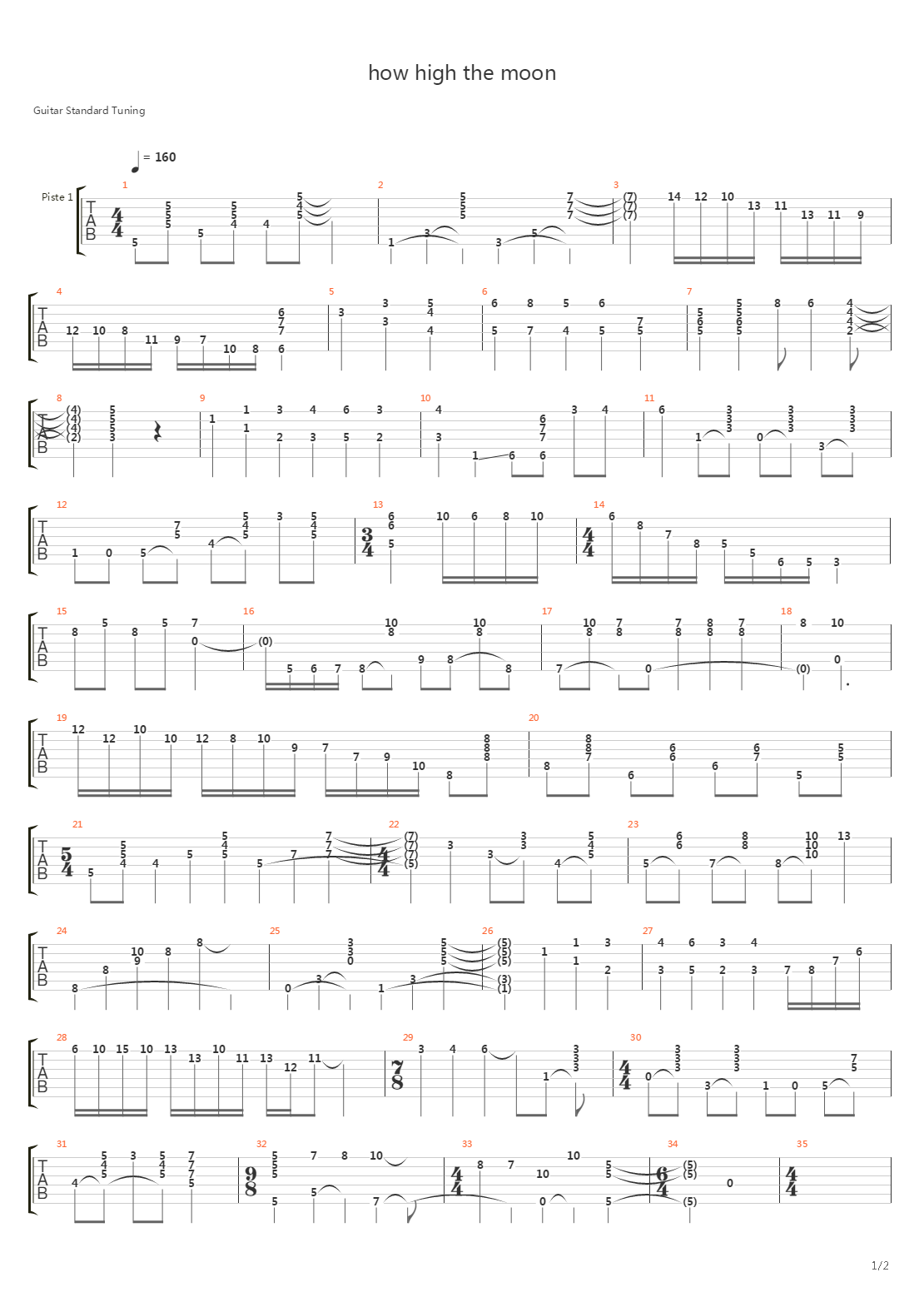 How High The Moon吉他谱
