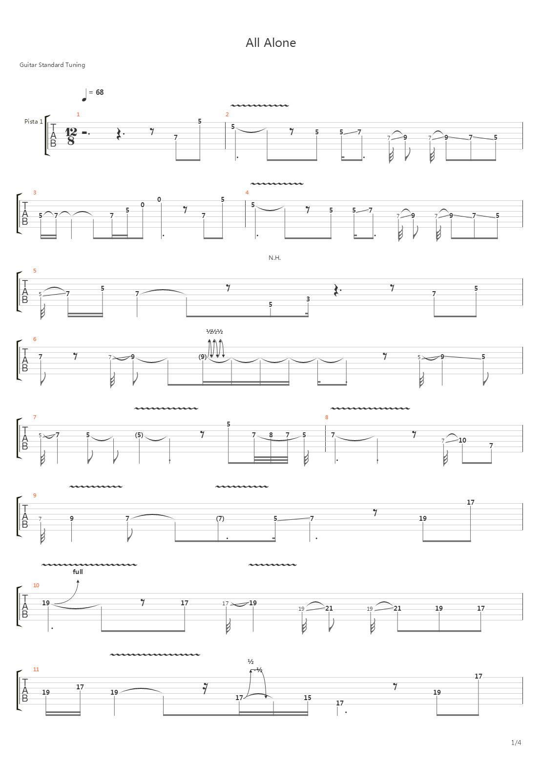 All Alone吉他谱