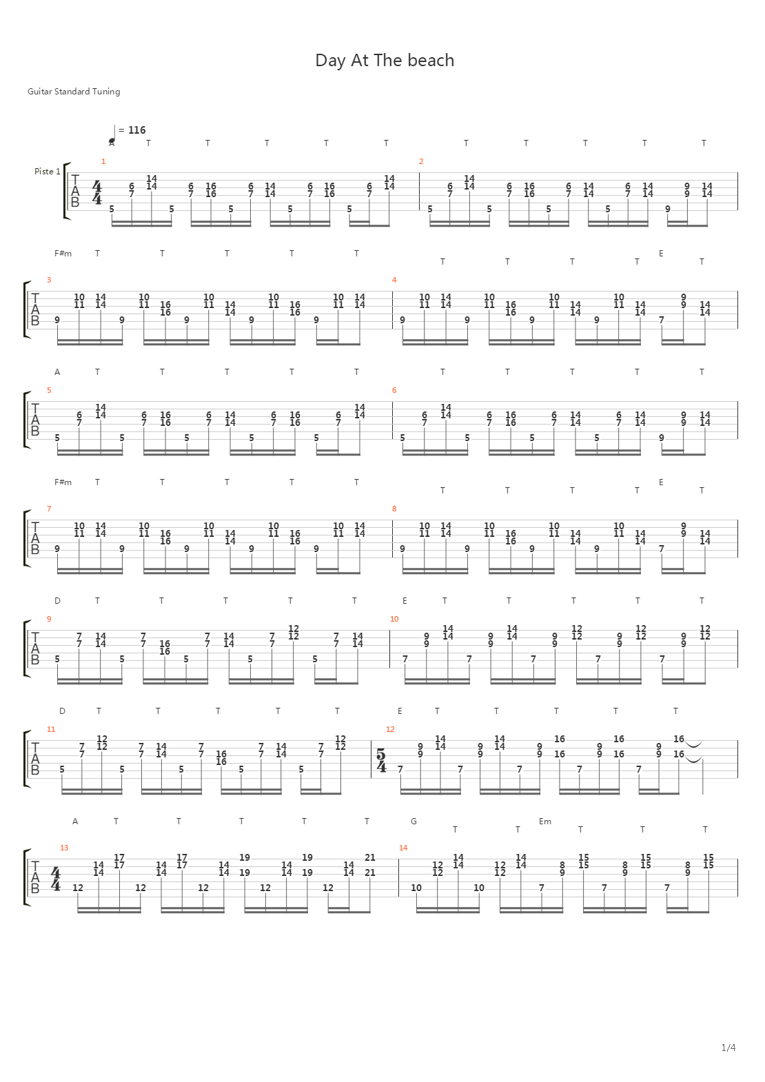 Day At The Beach吉他谱