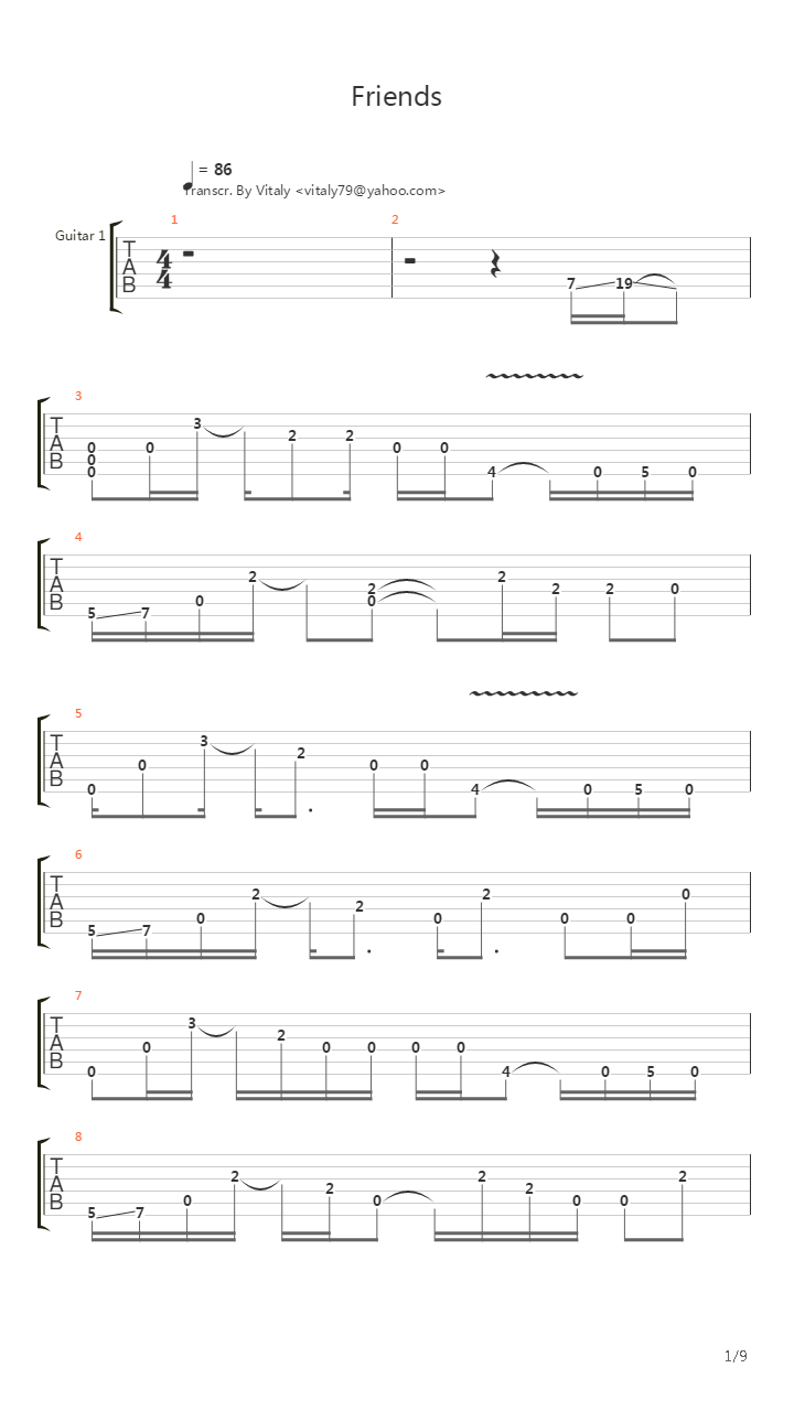 Friends吉他谱