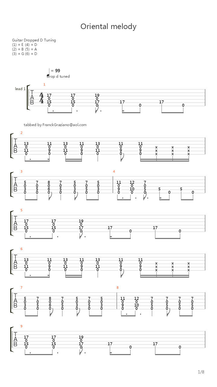 Oriental Melody吉他谱