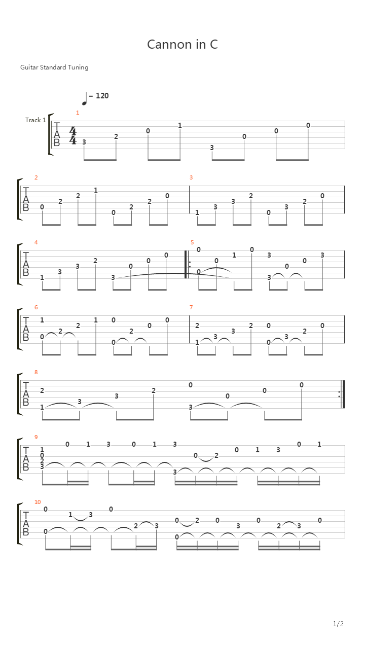 Cannon In C吉他谱
