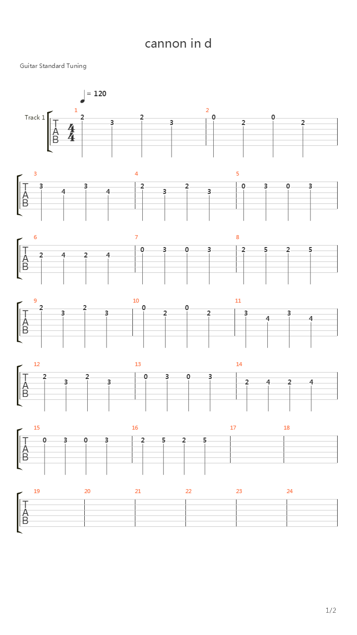Cannon In D吉他谱