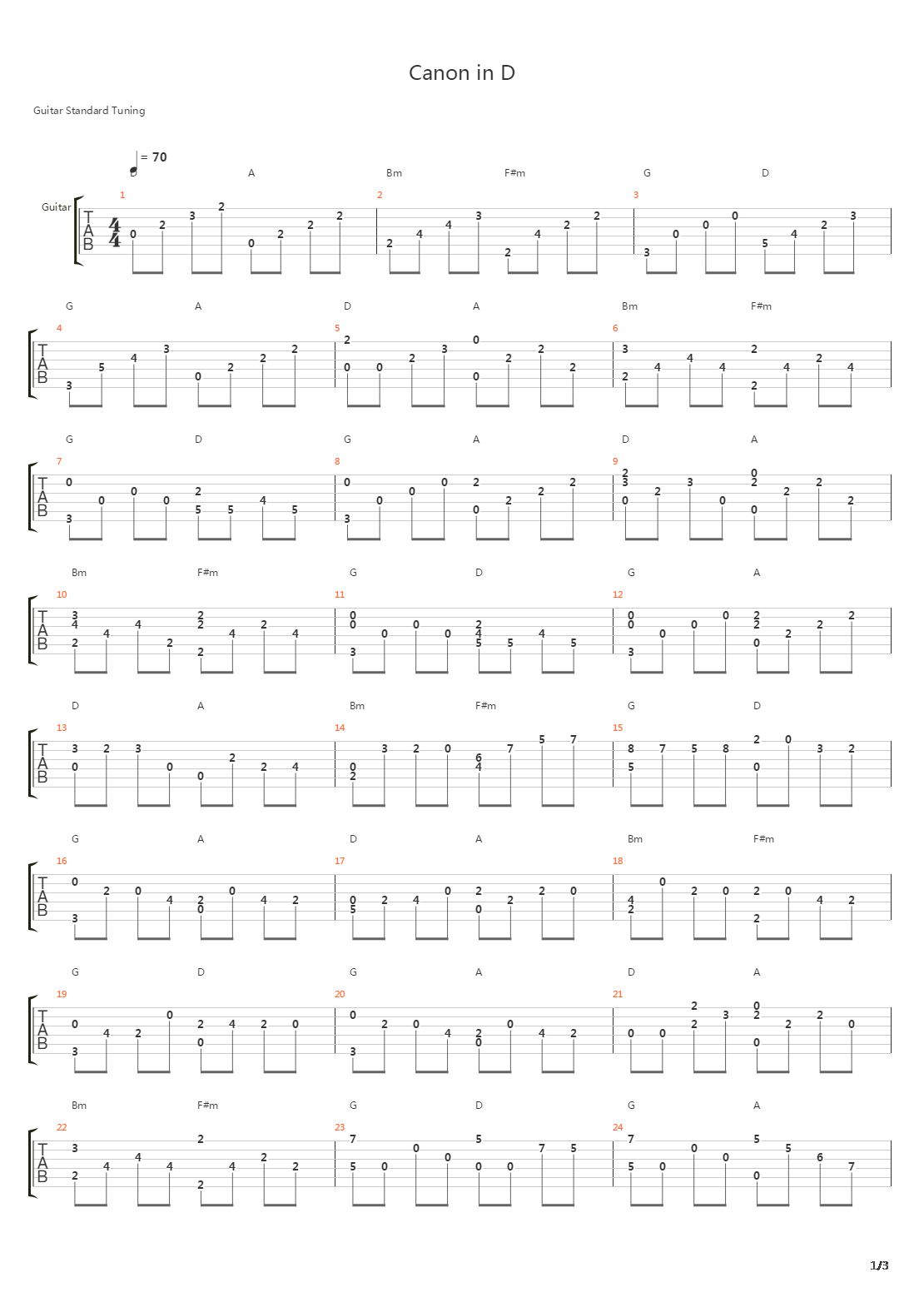 Canon in D吉他谱