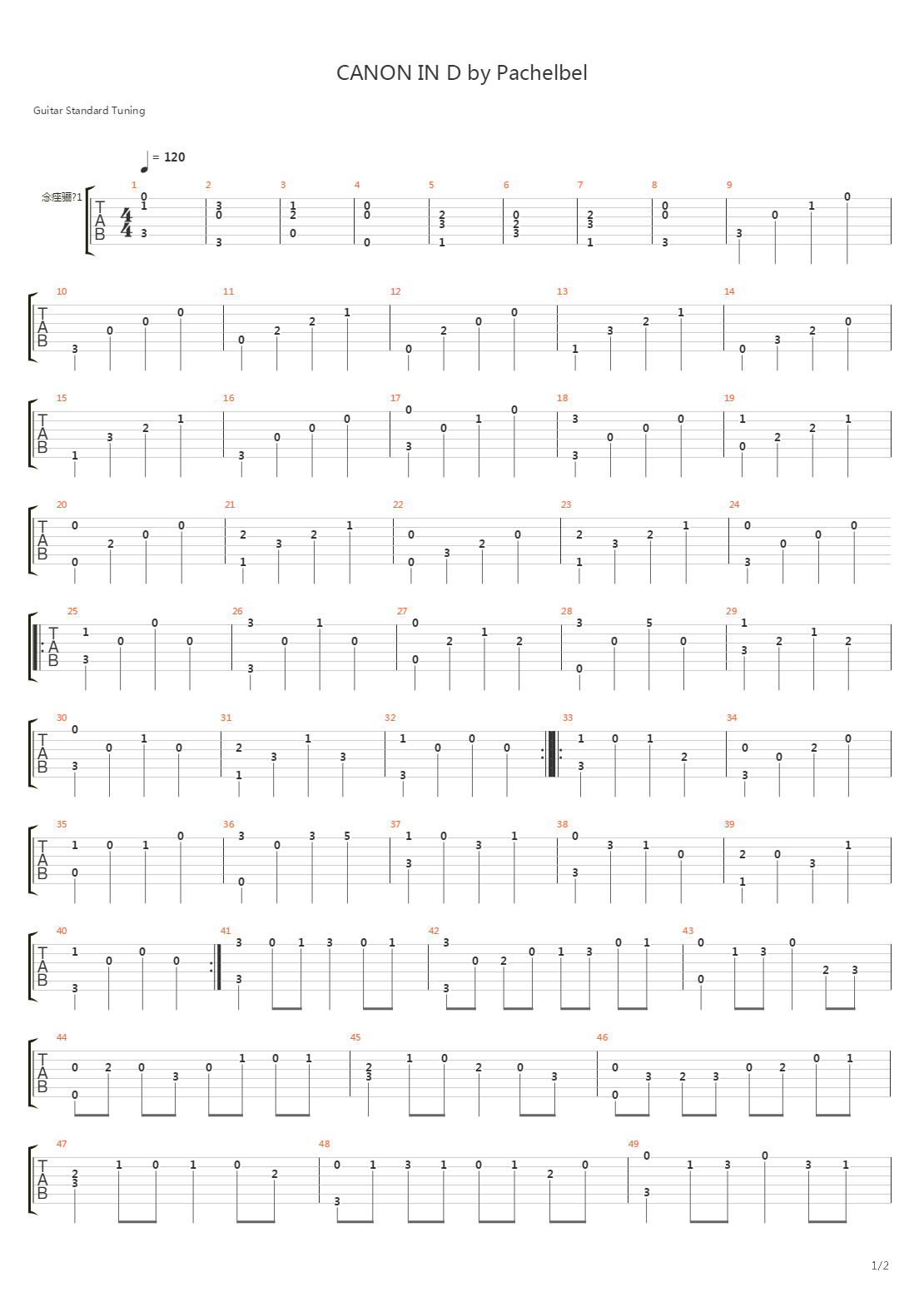 Canon in D (played by TheGuitarNick)吉他谱