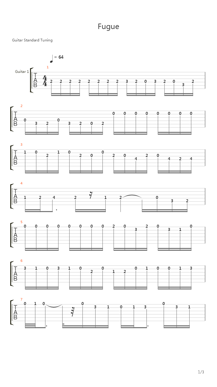 Fugue Duo吉他谱