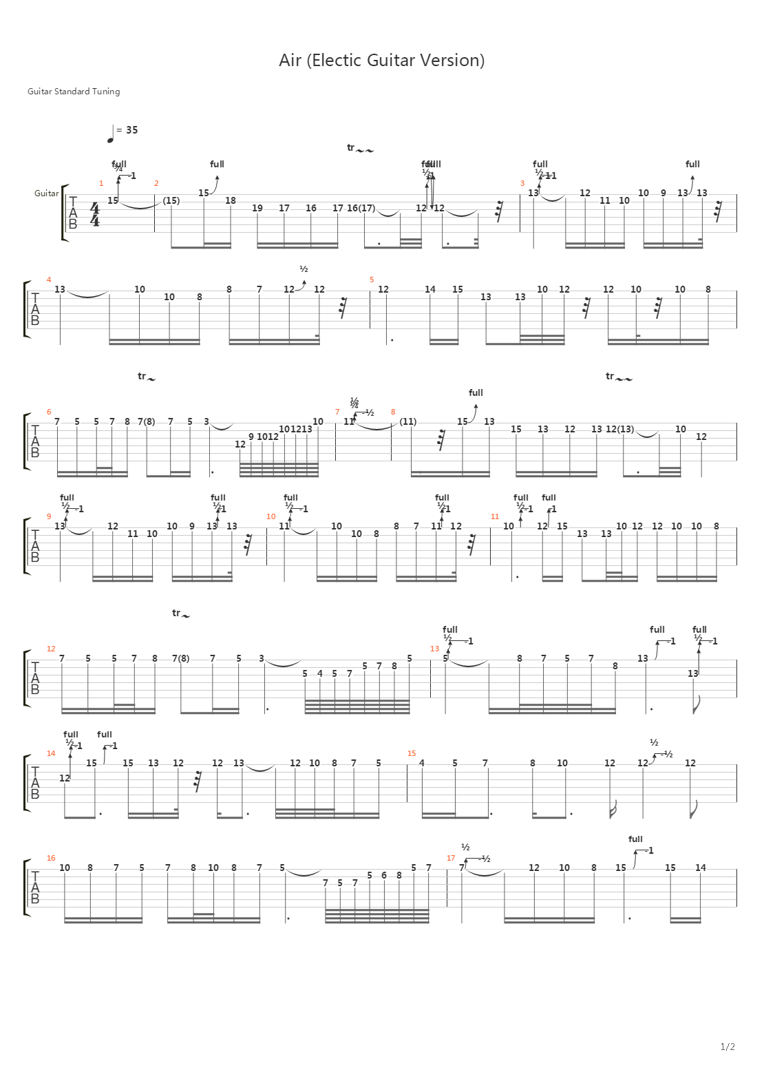 Air On G (Electric Guitar Version)吉他谱
