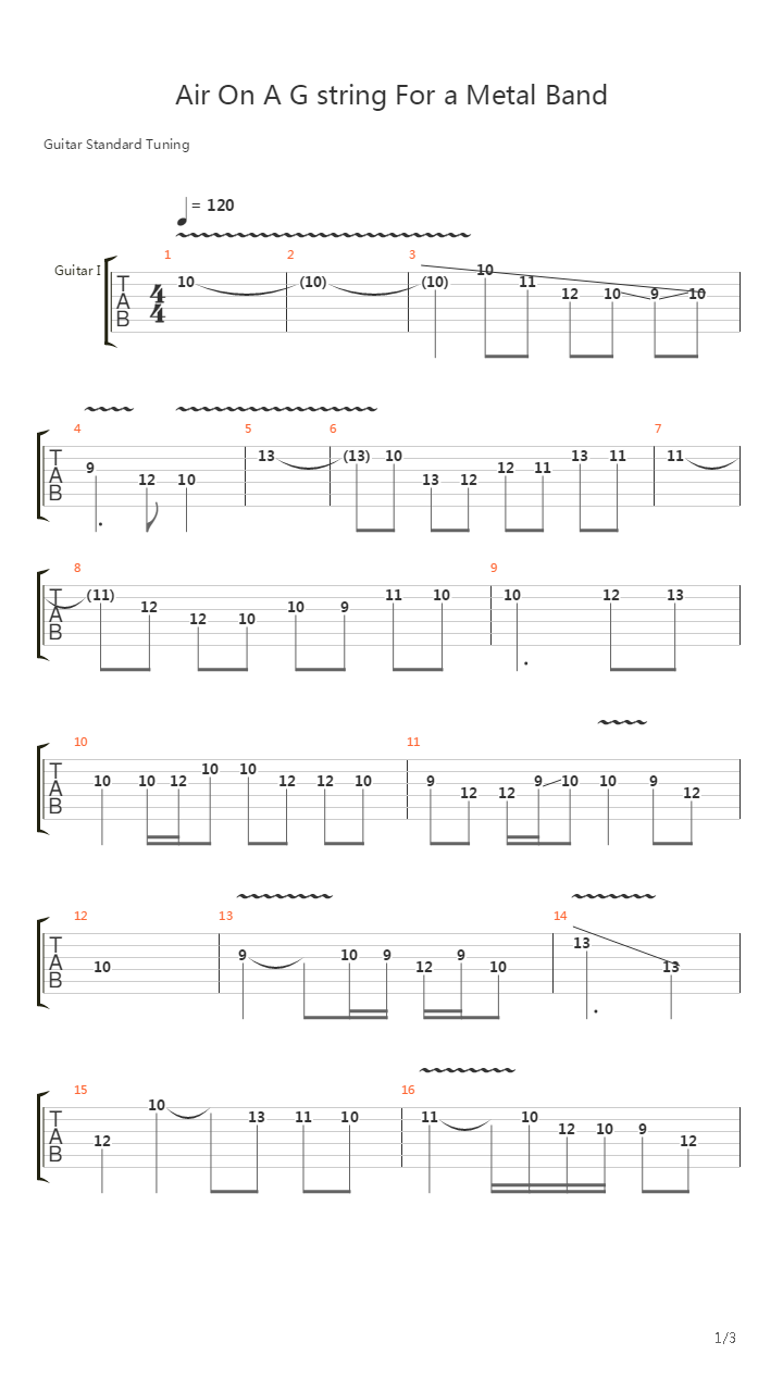 Air on a G string (metal arrangement)吉他谱