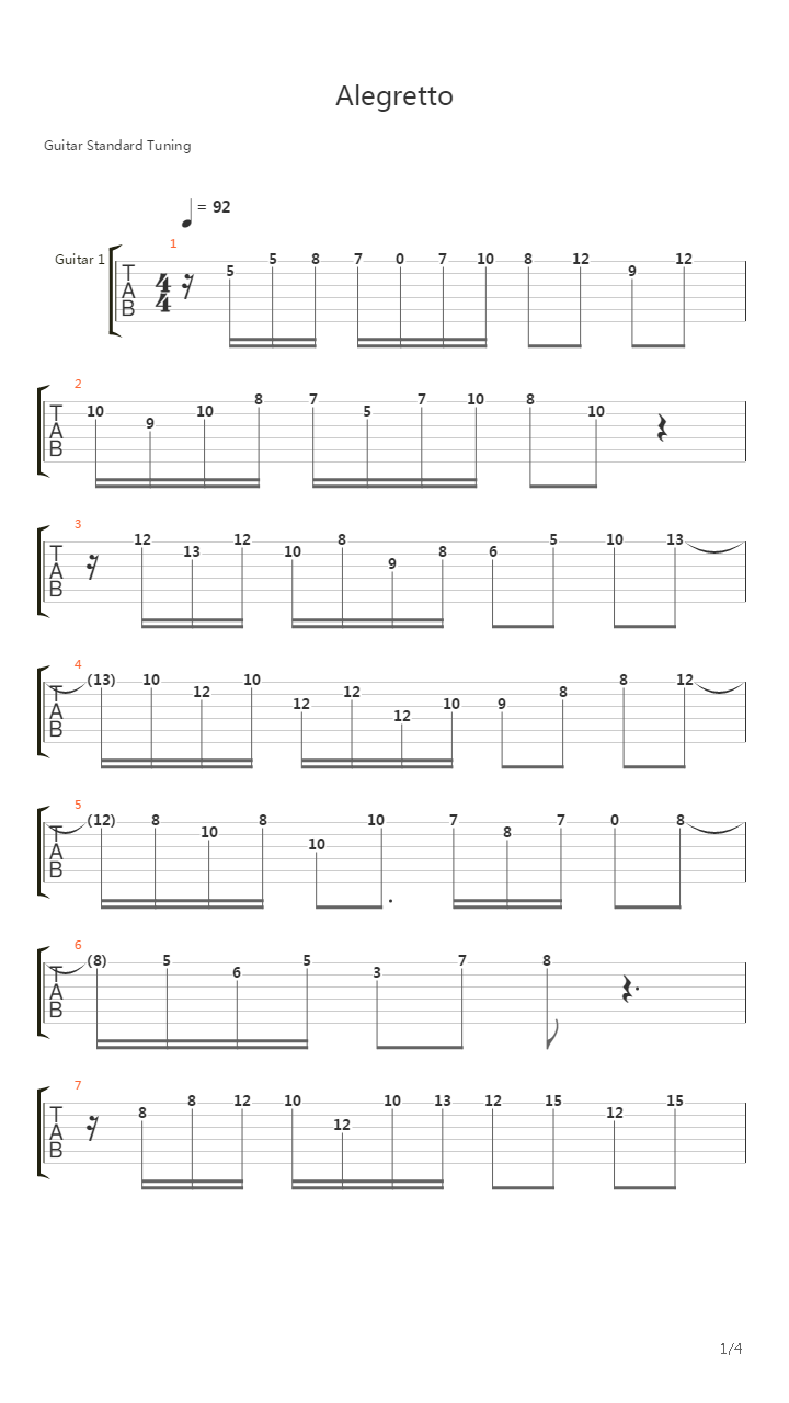 Alegretto吉他谱