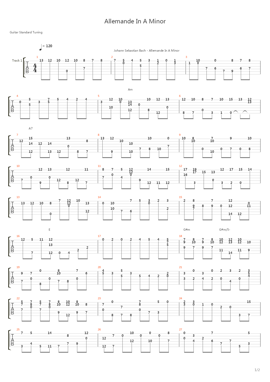 Allemande In A Minor吉他谱