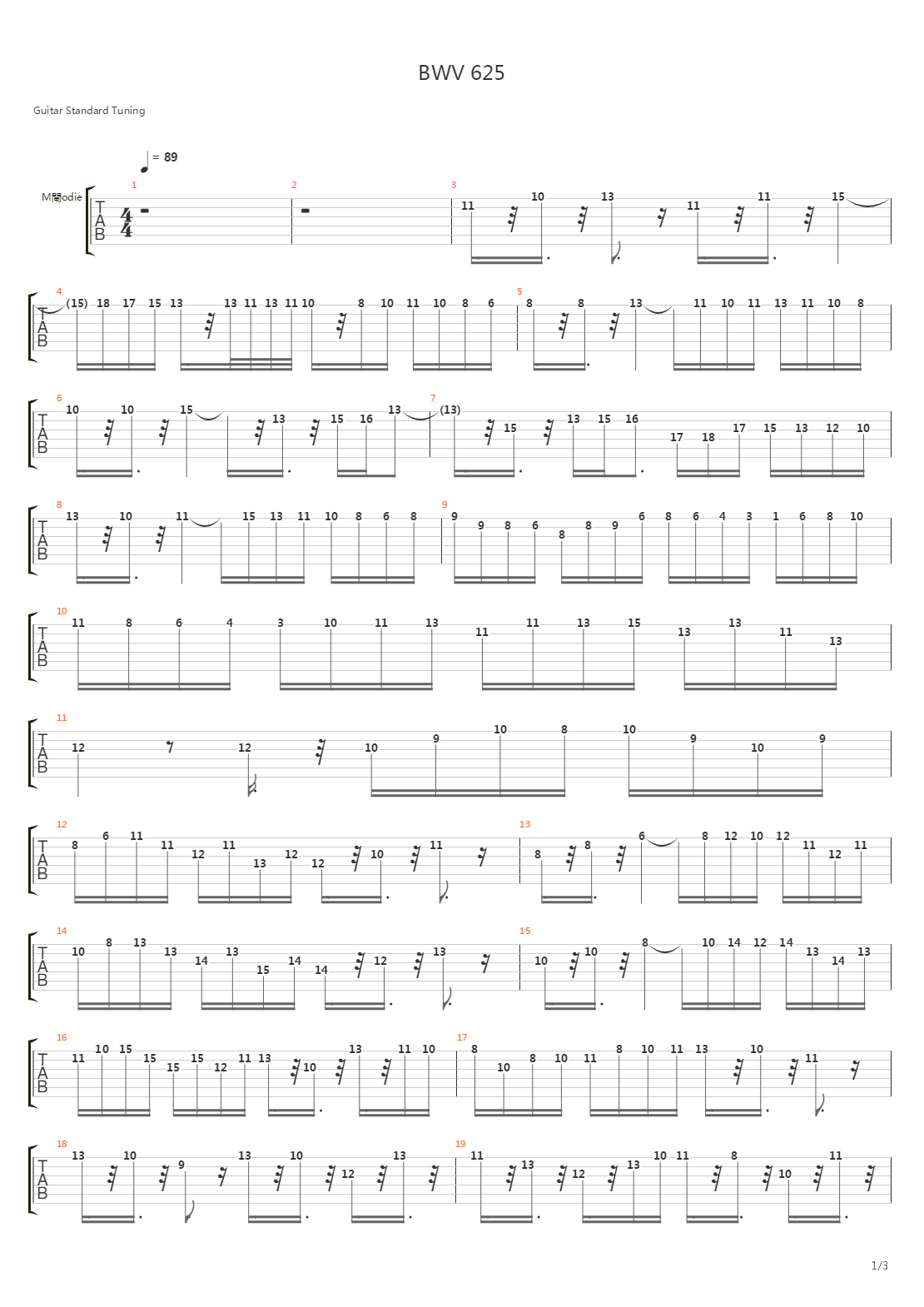 BWV 625吉他谱