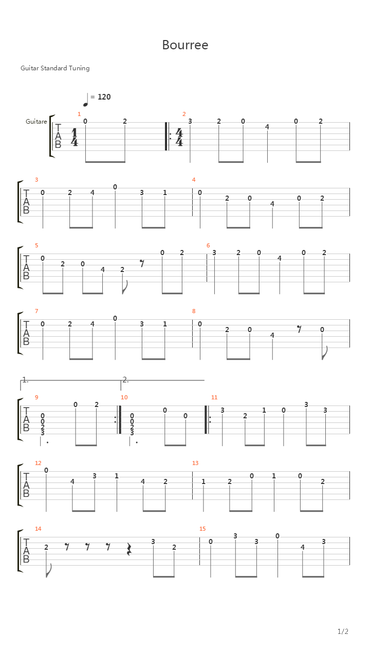 Bourre Tom's version吉他谱