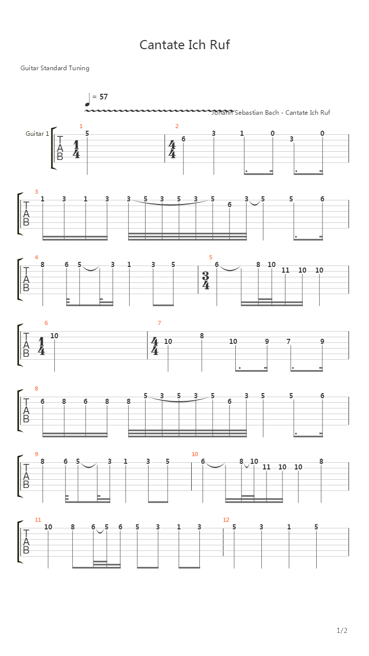 Cantate Ich Ruf吉他谱