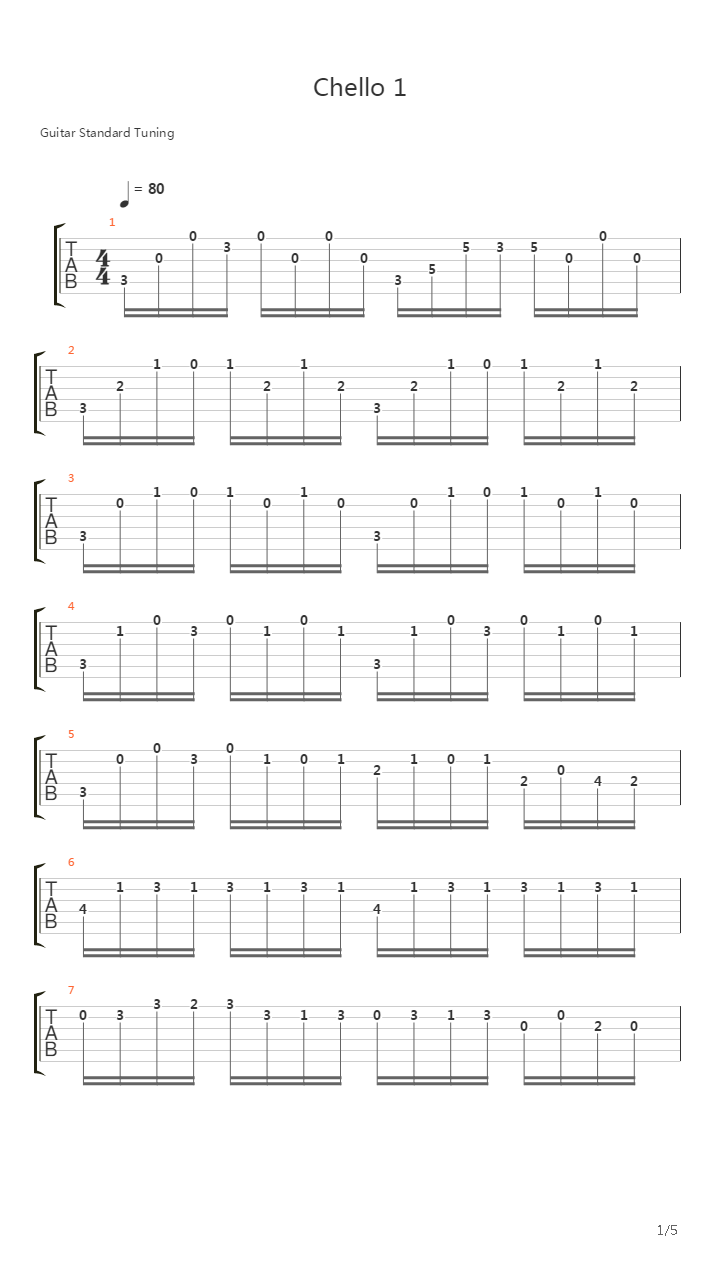 Chello 1吉他谱