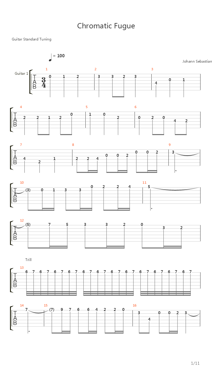 Chromatic Fugue吉他谱