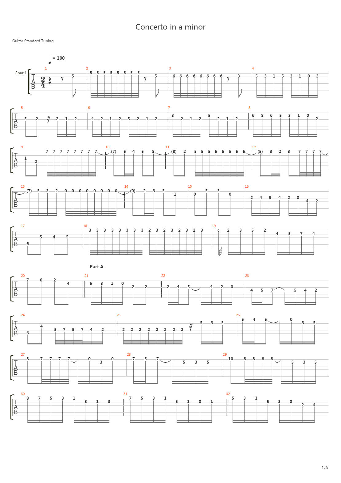 Concerto In A Minor吉他谱