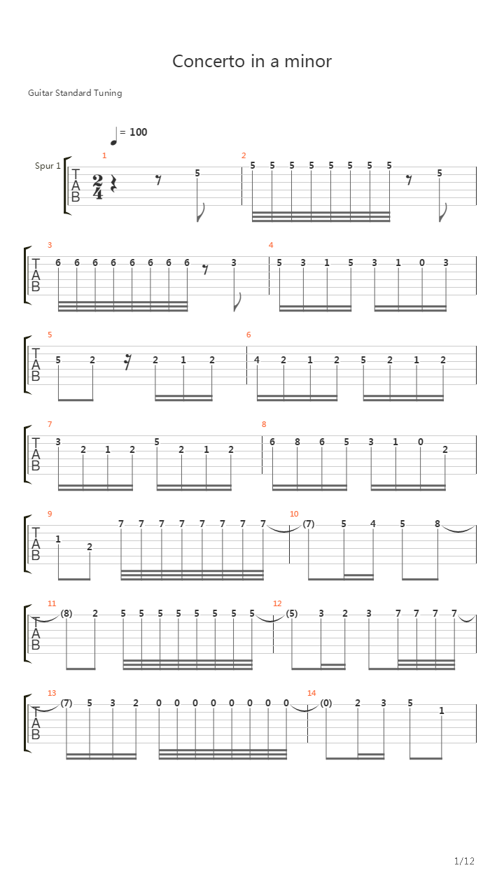 Concerto In A Minor吉他谱