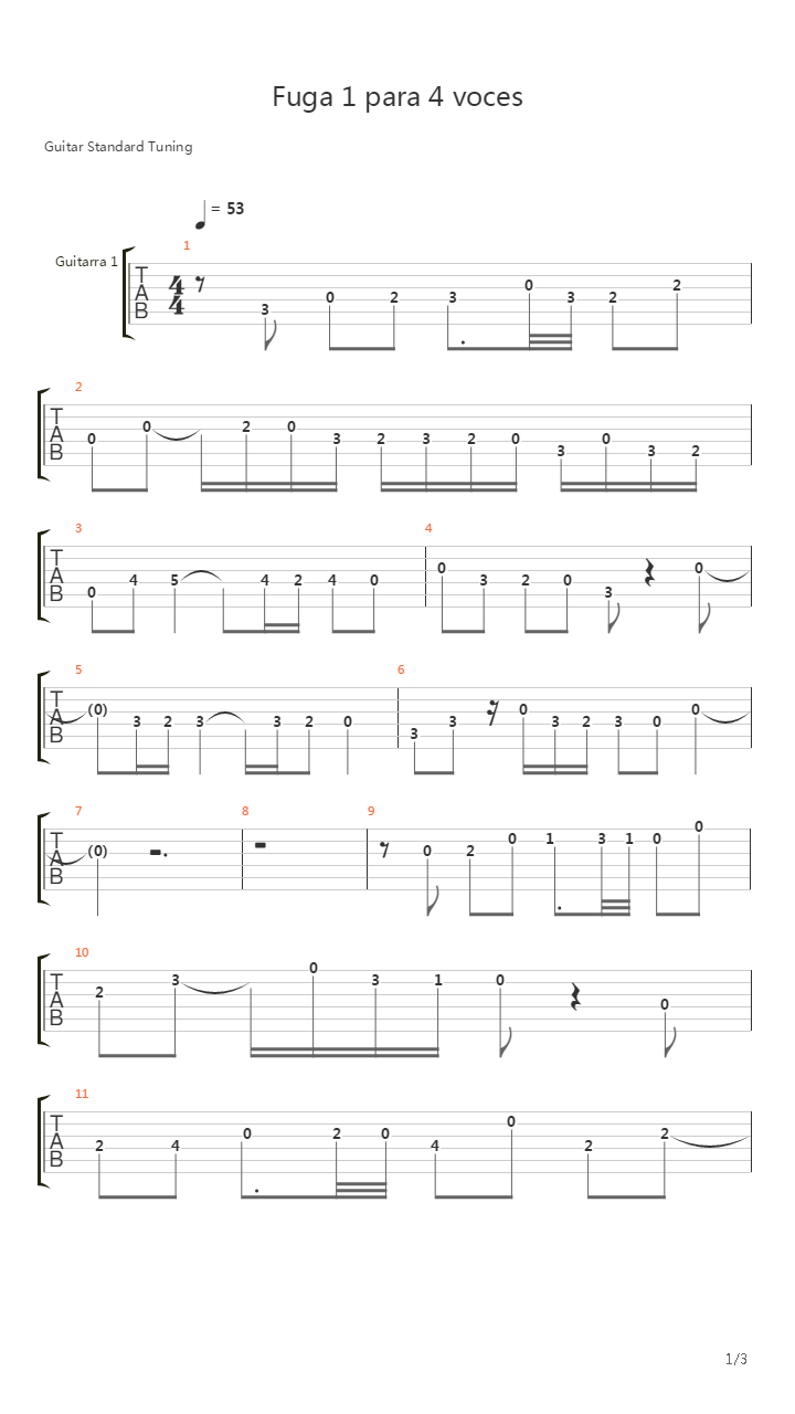 Fuga 1 Para 4 Voces吉他谱