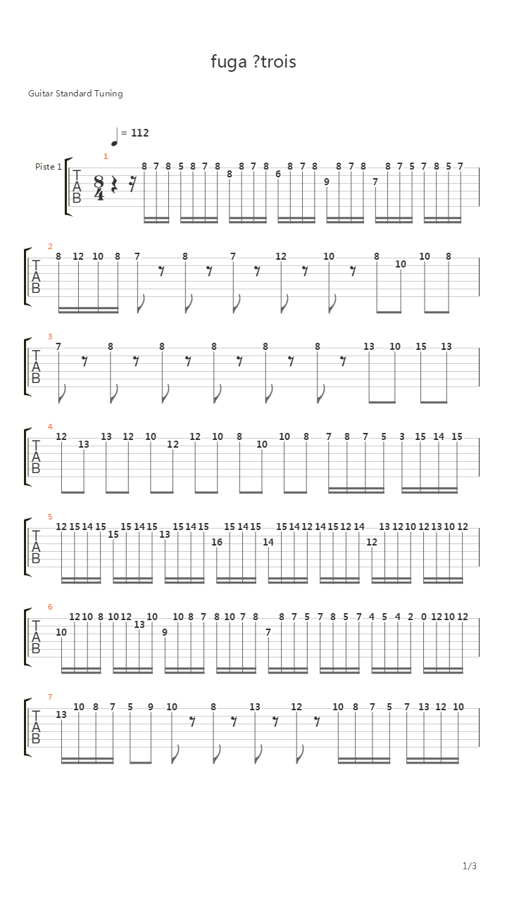 Fuga A 3吉他谱