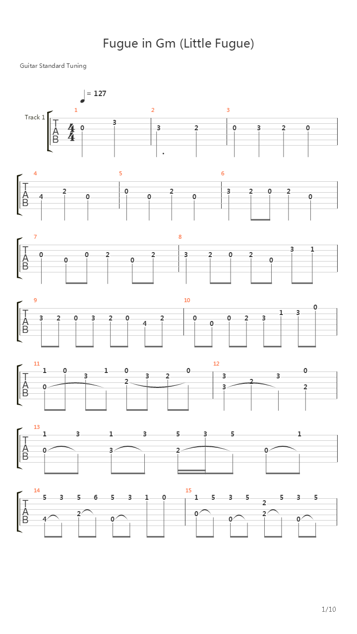 Fugue In Gm (Little Fugue)吉他谱