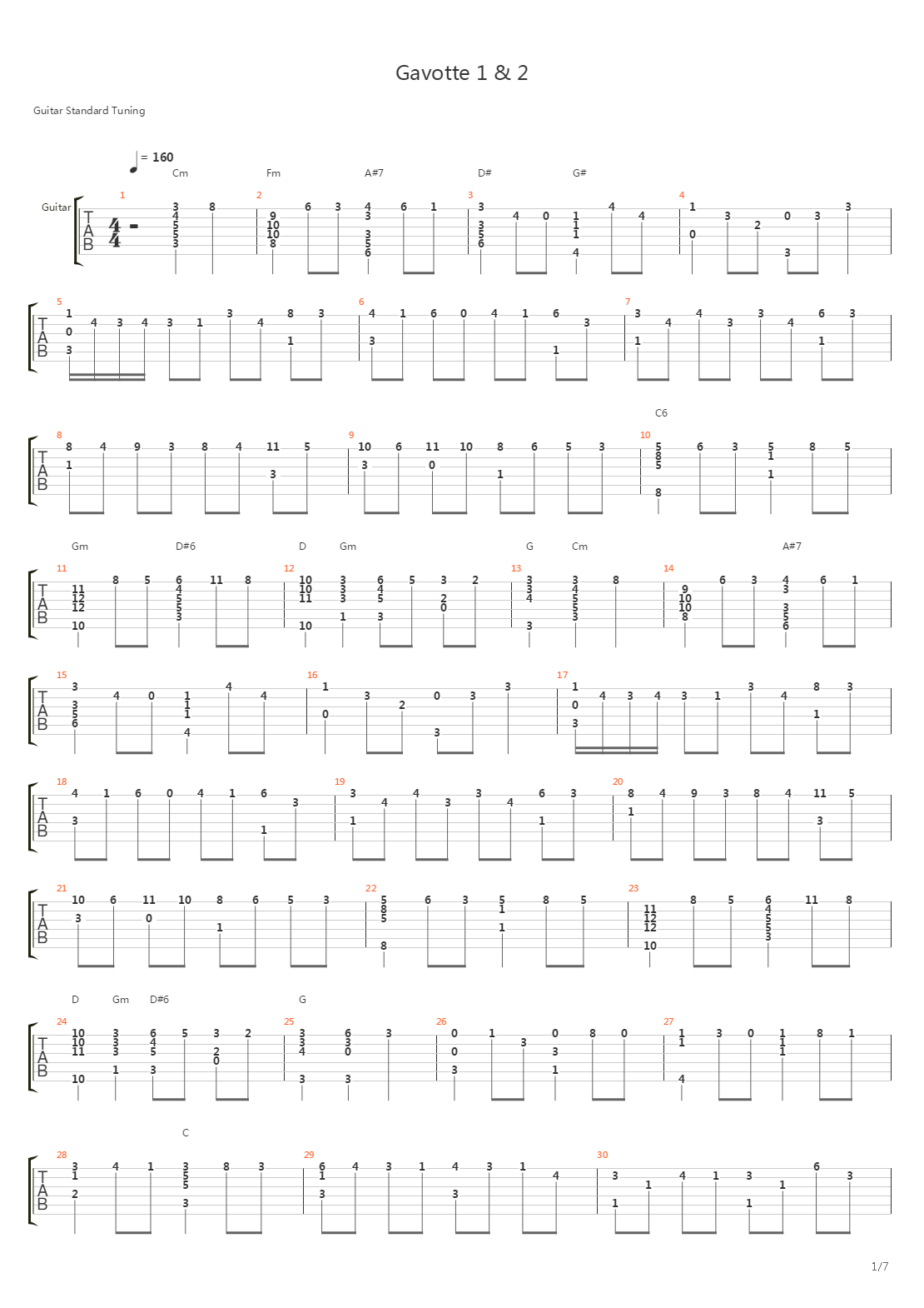 Gavotte 1 & 2吉他谱