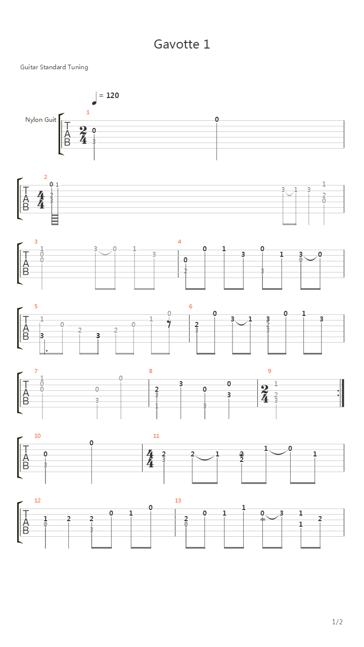 Gavotte 1吉他谱