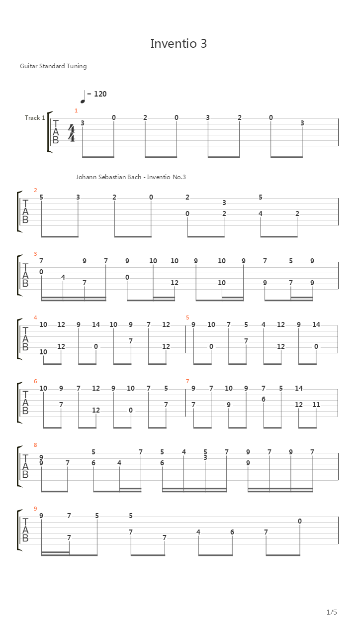 Inventio 3吉他谱