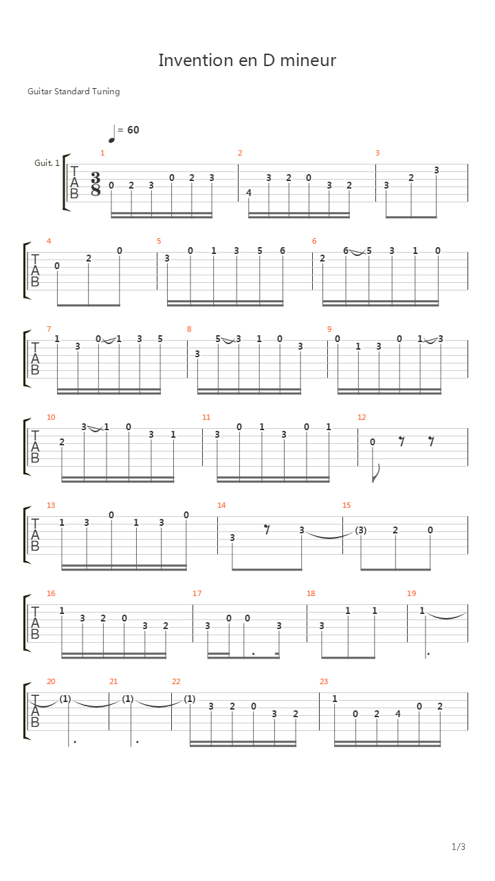 Invention En D mineur吉他谱