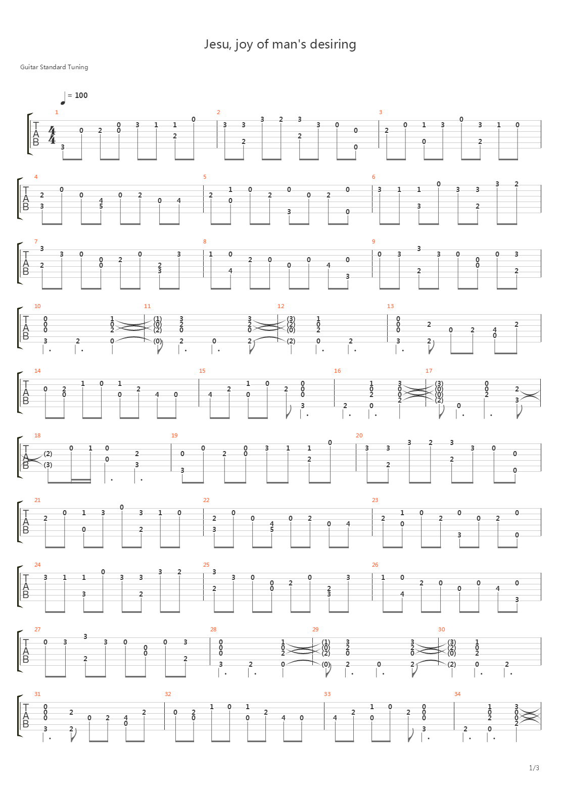 Jesu, Joy Of Man's Desiring吉他谱