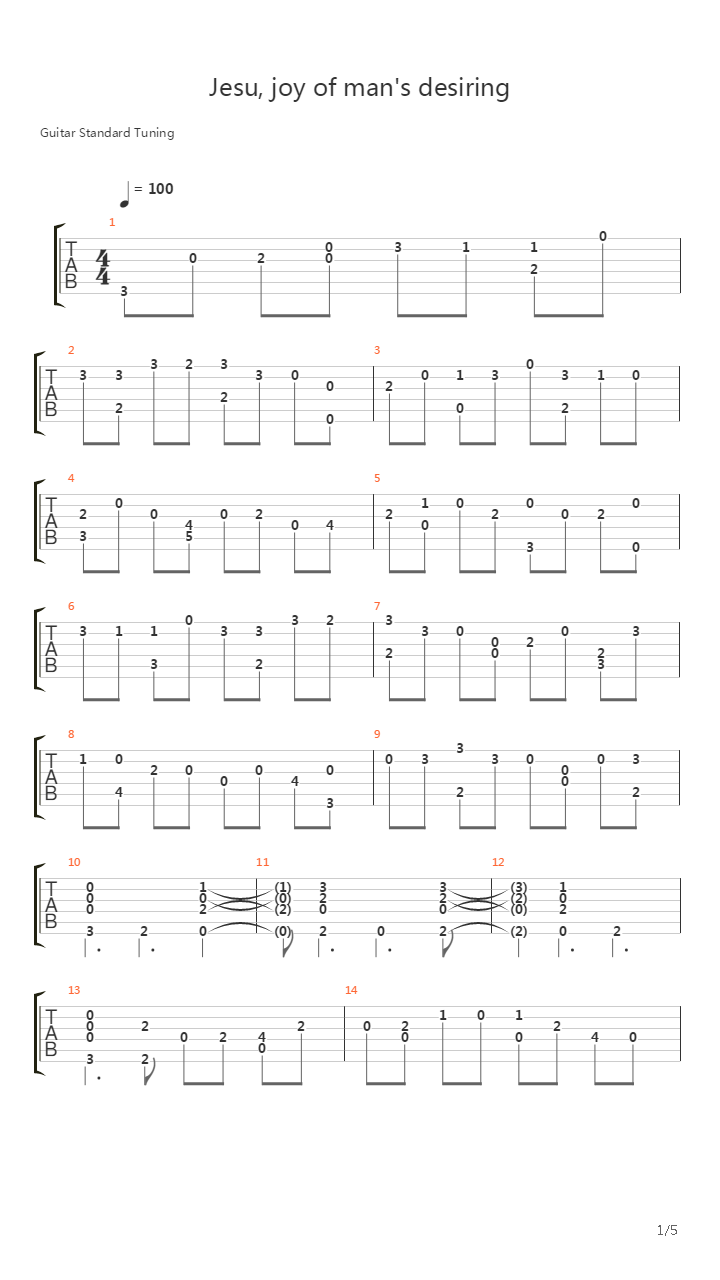 Jesu, Joy Of Man's Desiring吉他谱