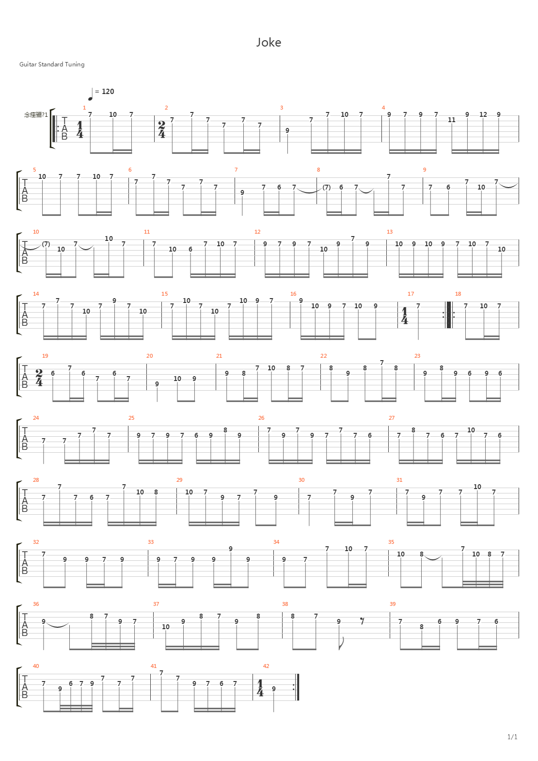Joke吉他谱