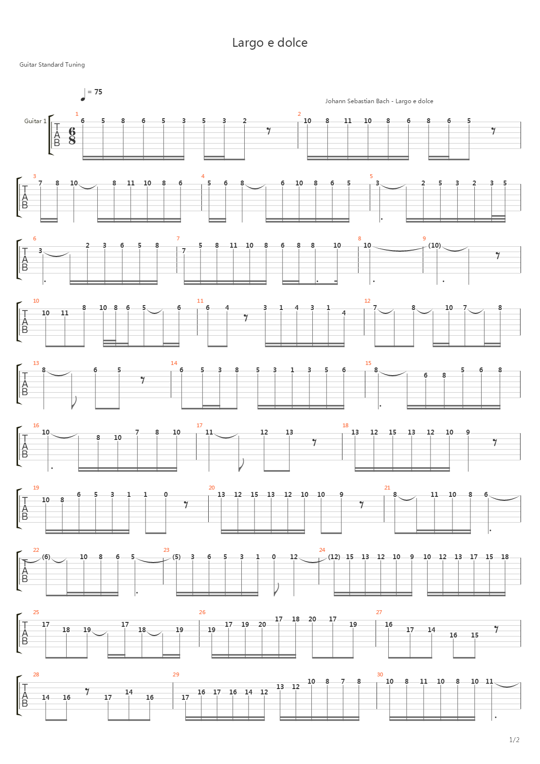 Largo e Dolce吉他谱