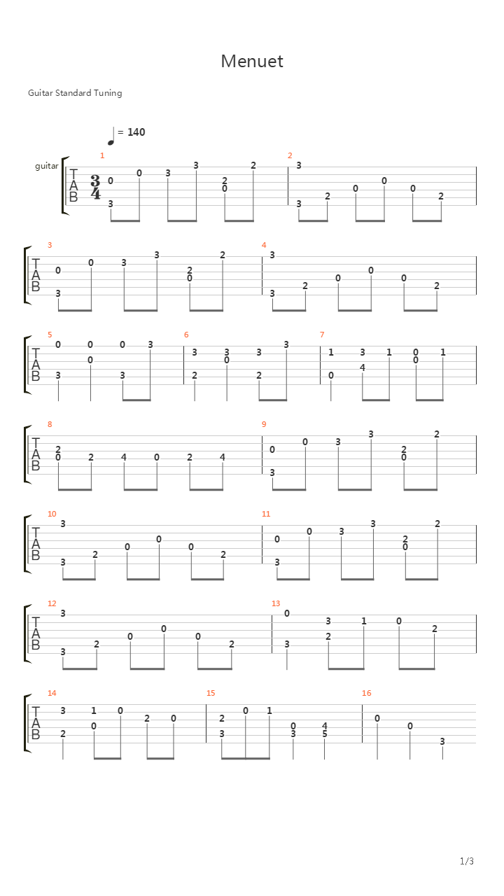 Menuet In G Major吉他谱