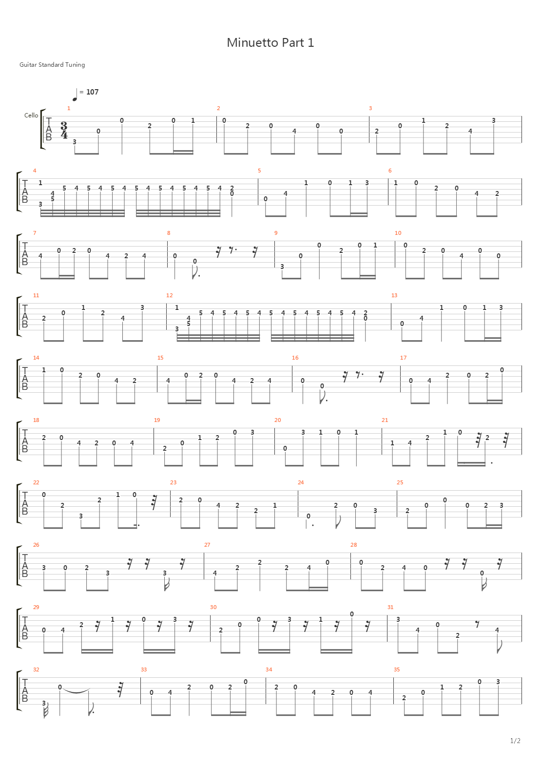 Minuetto (part 1)吉他谱