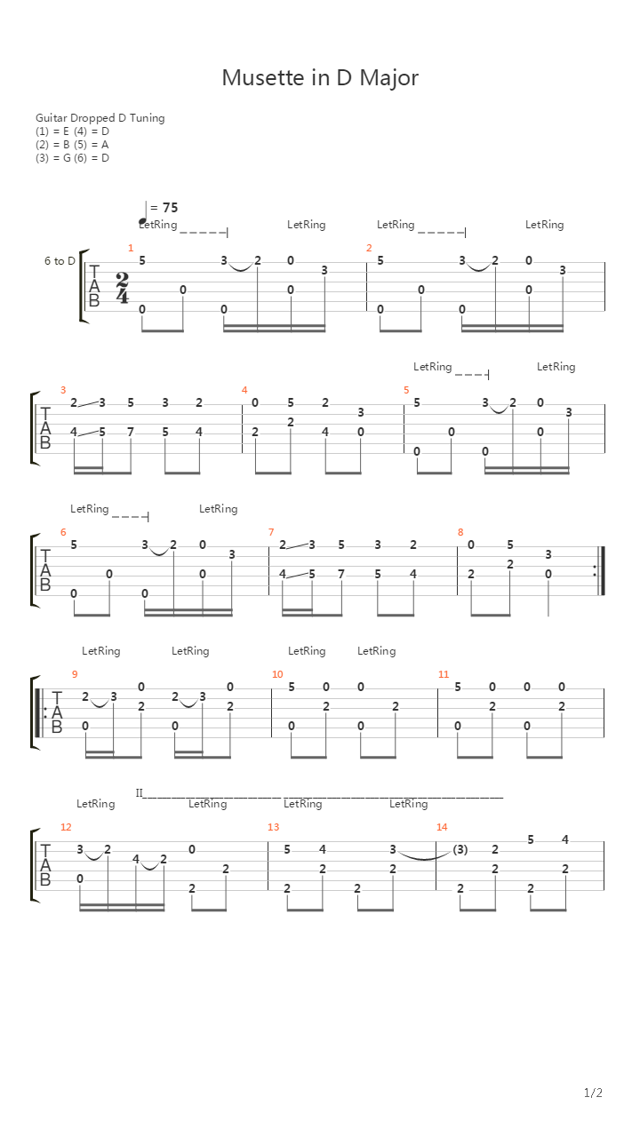 Musette in D Major吉他谱