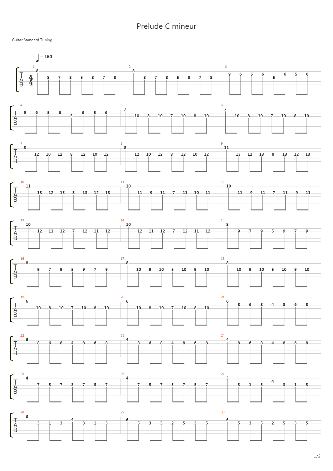 Prelude C mineur吉他谱
