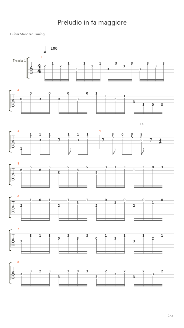 Preludio in fa maggiore吉他谱