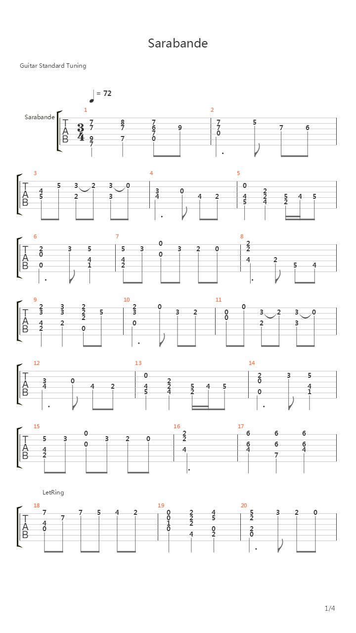 Sarabande from Partita in Bm for Violin吉他谱