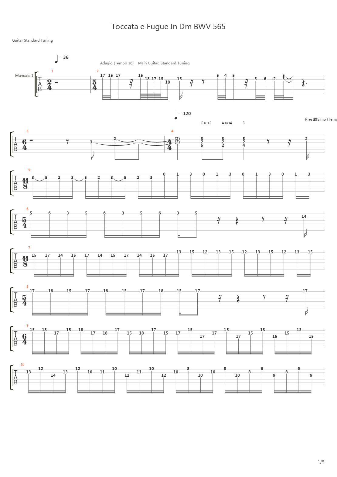 Toccata & Fugue In Dm吉他谱