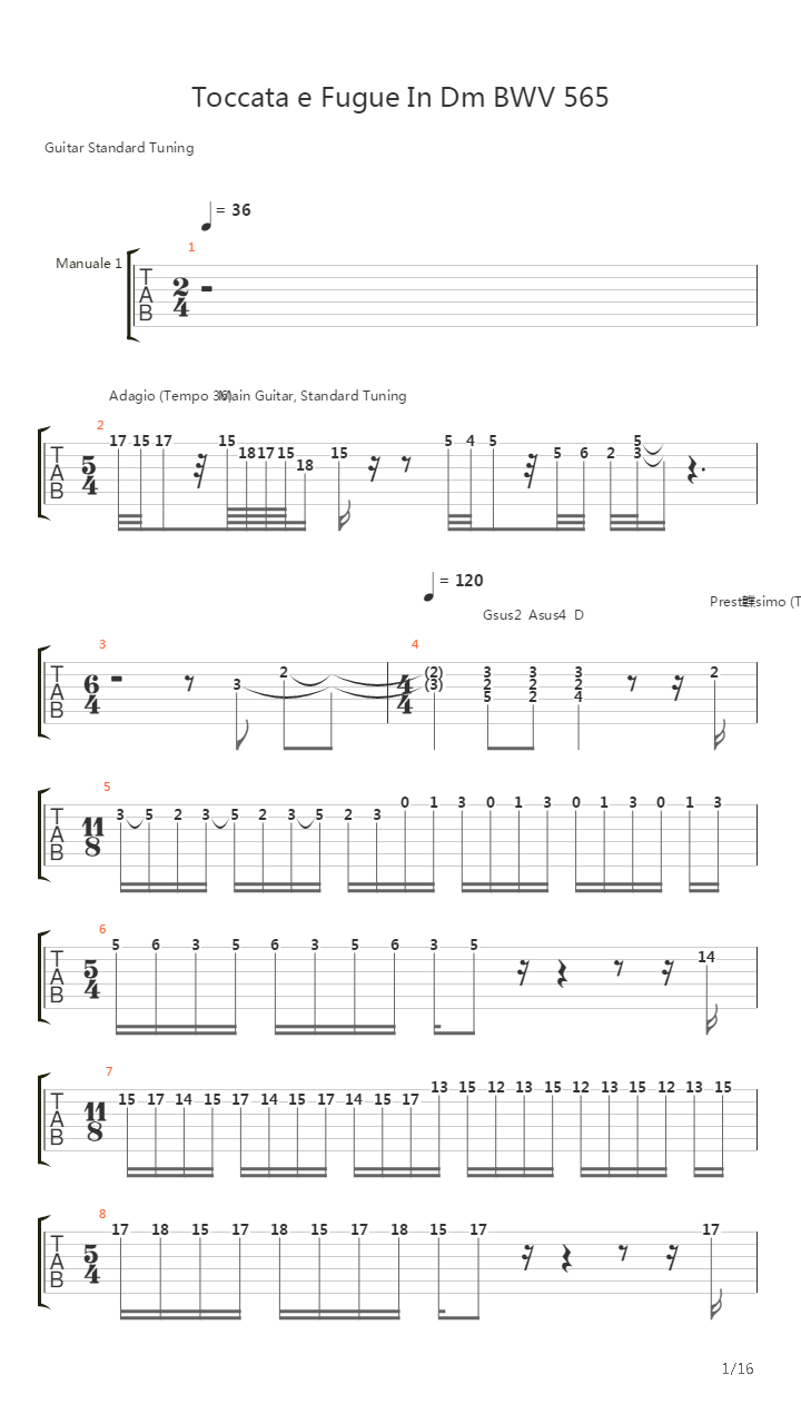 Toccata & Fugue In Dm吉他谱